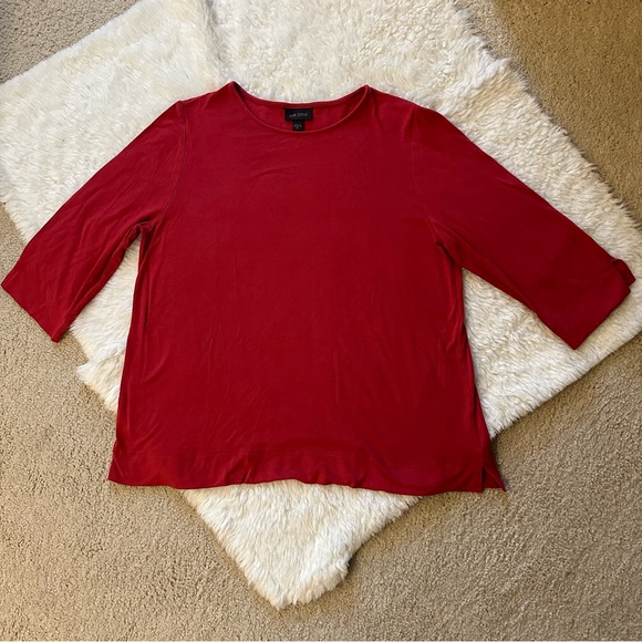 j jill medium brick red 3/4 sleeve tee - Picture 7 of 8